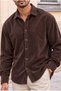 Corduroy Men's Velvet Shirt - Brown - 4