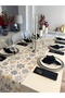 New Year Themed Ecru / Black Runner Christmas Table New Year's Table Runner (Napkin Not Included) - 2
