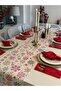 New Year Themed Ecru Red Runner Christmas Table New Year's Table Runner (Napkin Not Included) - 6