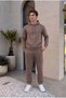 Men's Brown 3 Thread Track Suit Set Soft Puff Fabric - 5