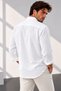 Men's White Oversize Textured Aerobin Linen Look Shirt - 4