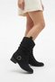 Canty premium black suede cowboy boots with gusseted heel