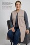 Large Size Seasonal Zippered Long Women's Vest (100 cm) Oysho Fabric Hijab Battal Mother Leather Stripe and Staple Detail - 5