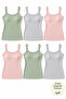 Women's Tank Tops, Pack of 6, with String Straps, 100% Cotton, Ribbed, Flexible - 2