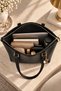 Original Women's New Season Suede Luxury Soft Leather Large Volume Star Charm Gold Detailed Tote Bag Shopper Zippered Double Handle Hand and Shoulder Bag for Work, Office, University and Daily Use - 43X24 cm - 4