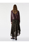Floral Embroidered Asymmetrical Cut Long Tulle Skirt with Flounces - 4