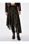 Floral Embroidered Asymmetrical Cut Long Tulle Skirt with Flounces - 2