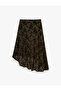 Floral Embroidered Asymmetrical Cut Long Tulle Skirt with Flounces - 6
