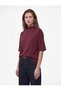 Modal Fabric Elbow Length Bat Sleeve Stand Collar Plum Color Blouse - 2