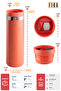 Fika Tauko Leak-Proof, Easy to Disassemble, Deep Cleanable, Patented Lid, Steel Cup Thermos 470 ml - Pomegranate Flower - 3