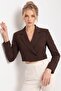 Bitter Brown Women's Regular Fit Double Breasted Woven Crop Blazer Jacket - Stylish & Sporty - 3