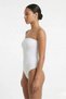 Women's White Modal Strapless Snap Fastener Bodysuit - 2