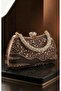 Brown Sequined Chain Evening Dress Bag with Gold Handle, Stylish Evening & Wedding Clutch Bag 15X23 cm - 3