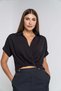 Short Black Layered Plain Blouse - 2
