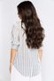 Striped Blouse with Solid 3/4 Sleeves - 7