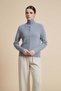 Plain Sweater with High Neck, Long Sleeves and Button Front - 6