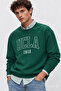 Sandhill Green Crew Neck Embroidered Loose Fit Men's Sweatshirt