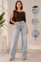 High Waist Laser Cut Slimming Wide Leg Jean Women's Trousers - 3