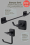 3-Piece Stainless Brass Dove Matte Black Bathroom Accessory Set - Towel Holder, Toilet Paper Holder, and Hanger Set