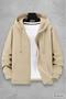 Unisex Light Beige Full Zip Hooded Jacket
