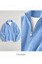 Half Zipper Ribbed Knit Knitwear m Baby Blue - 5