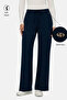 Dalia Navy Blue Wide Leg Soft Textured Modal Fabric Standard Fit Women's Sweatpants