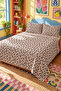 Black Leaf Patterned Bedspread 200X220 Double Pique Set - 2