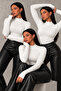 Women's White 3-Piece Finger Detailed Bodysuit