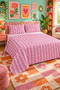 Pink Heart Patterned Bedspread 200X220 Double Pique Set - 5