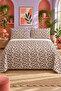 Black Leaf Patterned Bedspread 200X220 Double Pique Set - 4