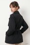 Belted Stand Collar Lined Black Short Trench Coat - 2