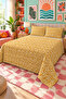 Yellow Geometric Patterned Bedspread 200X220 Double Pique Set