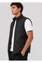 Black Color Men's Stand Collar Zippered Vest - 5