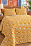 Yellow Geometric Patterned Bedspread 200X220 Double Pique Set - 5
