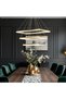 LED Pendant Chandelier with 3 Rectangular Gold Elements LT109 800W Equivalent - 2