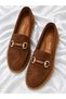 Women's Suede Look Metal Buckle Loafer Shoes - 3