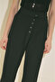 Wide Pleated Detail Ke Belt Pants Black - 6