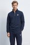 Leon Navy Blue Half Zipper Printed Mock Neck Standard Fit Men's Sweatshirt