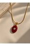 Red Stone Oval Necklace - 2