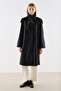 Trench Coat with Collar Fastening Detail Black