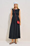 Textured Side-Tie Sleeveless Dress Black