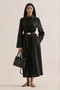 Linen Belted Shirt Dress Black - 5