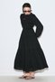 Drawstring Long Sleeve Dress Black - 3