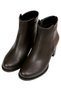 Women's Vegan Leather Brown Heeled Bootie - Majestic Gold Brown Design - 3
