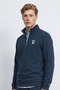 Leon Navy Blue Half Zipper Printed Mock Neck Standard Fit Men's Sweatshirt - 3