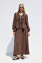 Muslin Blouse with Tie-Up Detail in Brown - 7