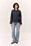 Fitted Shirt with Ribbed Detail Navy Blue - 5