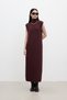 Sleeveless High Collar Knitting Dress Claret Red