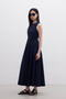 Sewing-Detailed Sleeveless Dress Navy Blue - 6