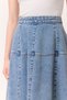 Wide Gather Denim Skirt Blue - 6